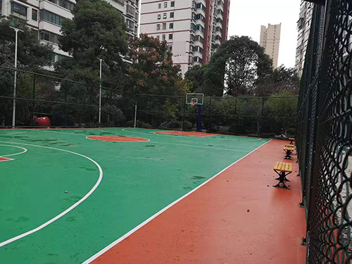 常德市武陵區國源小區塑膠籃球場，硅PU球場，籃球架安裝 體育器材，體育設施